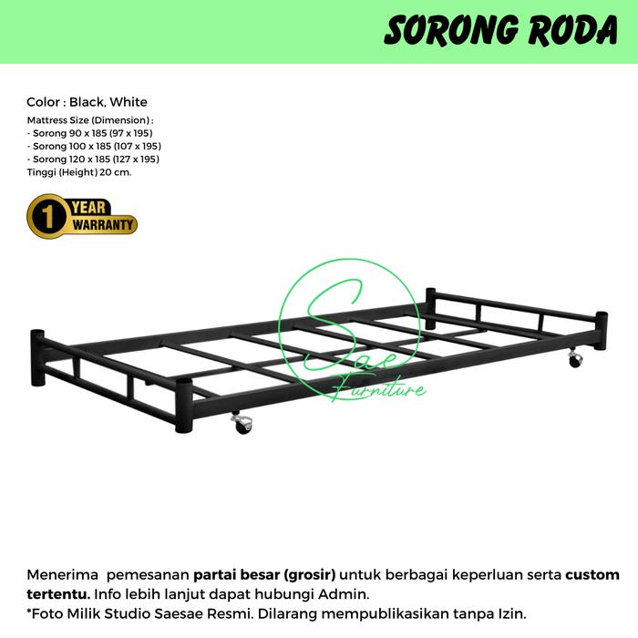 Gambar Sorong Ranjang Besi Tarik Minimalis Murah Ekonomis - 90x185 HITAM, BOX GARANSI 1TH dari Saesae Furniture undefined Tokopedia