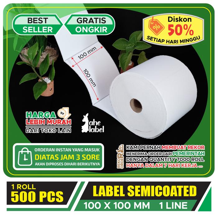 Jual LABEL STIKER SEMICOATED 10X10 CM LABEL BARCODE SEMICOATED 100X100 ...