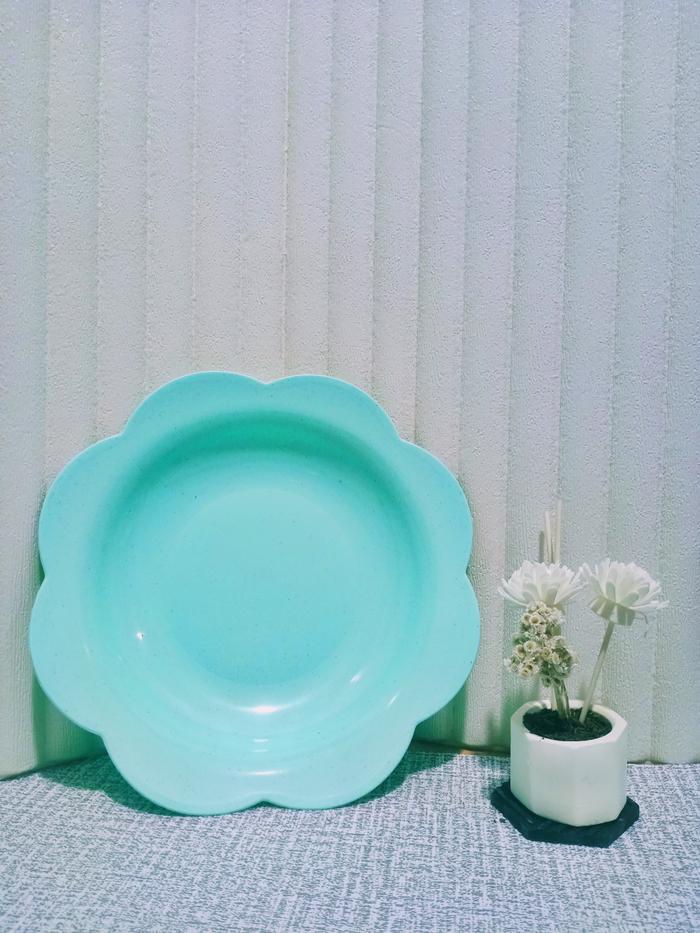 Gambar AZ Piring Makan plastik jumbo Model Bunga piring jerami gandum cantik foodgrade - HIJAU  dari AZ OFFICIAL STORE_NEW undefined Tokopedia