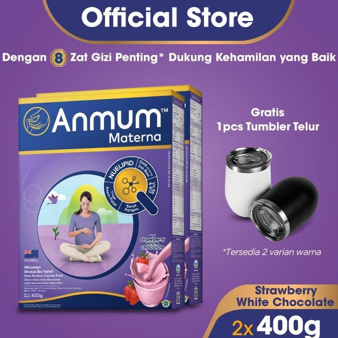 Gambar Anmum Materna Susu Bubuk Strawberi White Chocolate 2 x 400g Free Gift - Tumbler Telur dari Helen's Mothercare undefined Tokopedia