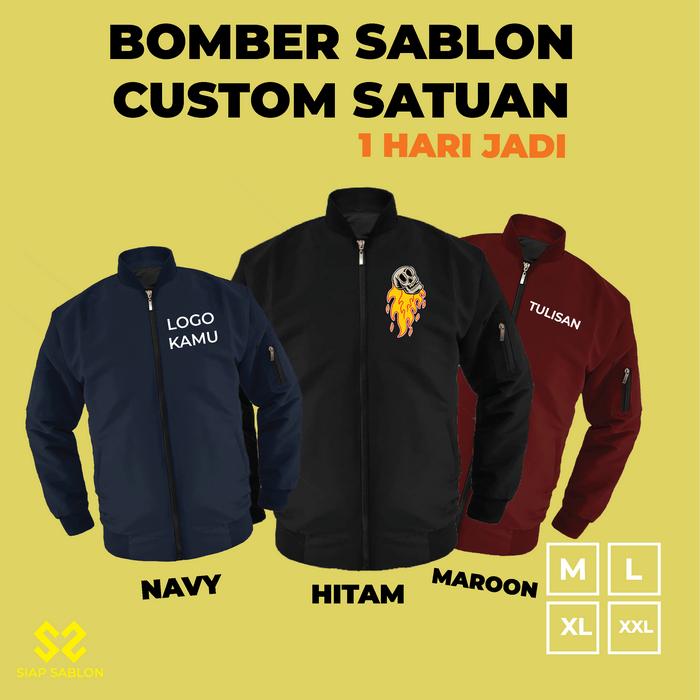 Gambar Jaket Bomber Pria Wanita custom sablon dtf satuan Jacket parasut murah - POLOSAN dari Siap Sablon undefined Tokopedia