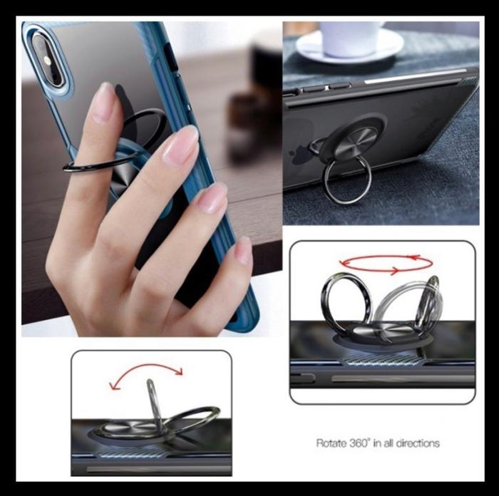 Gambar Vivo IQOO Z9 5G / Z9X 5G Armor Smoke Original Casing Hard Case Cover Back Transparan Matte Soft Silicone Bumper - BLACKCLEAR+RING, VIVO IQOO Z9 dari Case Thebest undefined Tokopedia