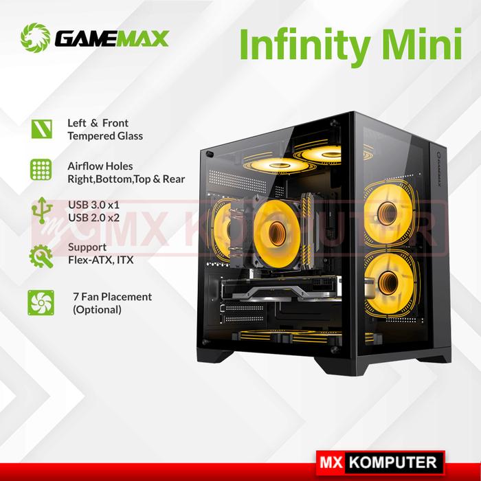Gambar Casing Gamemax Infinity Mini PC Case M-ATX - Hitam dari MXKomputer_NEW undefined Tokopedia