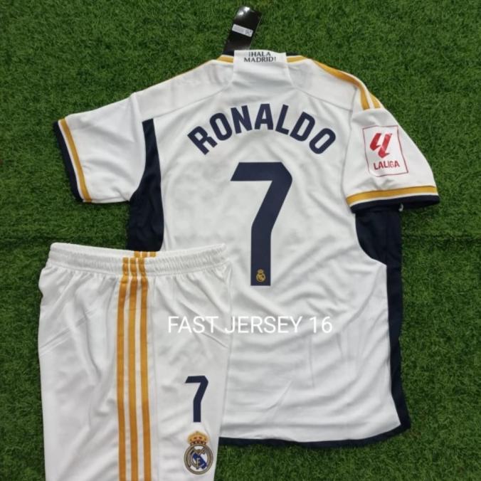 Gambar dhanystore-1 Jersey REAL MADRID Kids Anak Junior Home 2023/2024 + NAMESET Terima kasih, Happy Shopping - +Nameset+Patch, 16 dari dhanystore-1 undefined Tokopedia