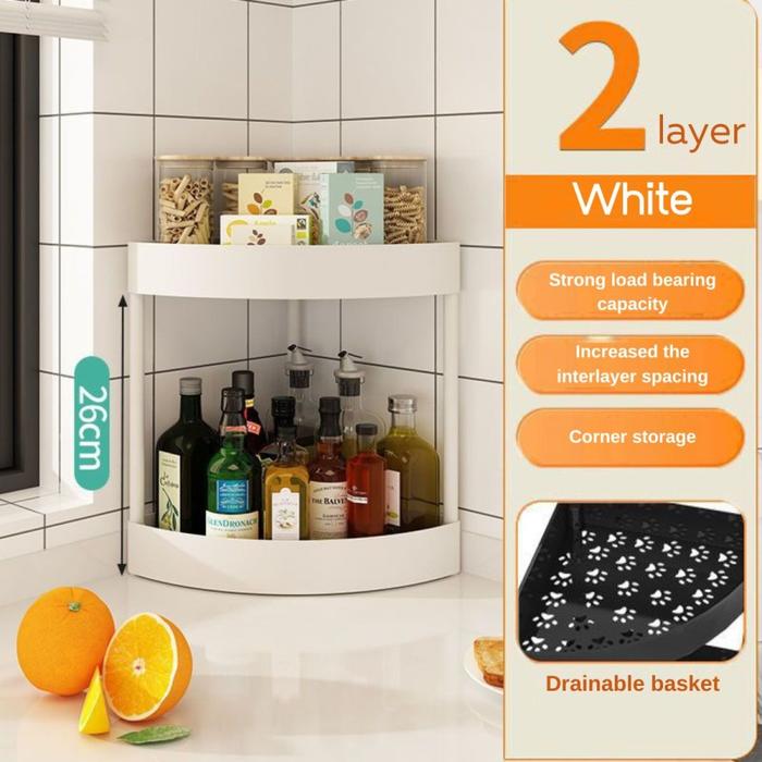 Gambar Rak Rack Dapur Sudut Plastik Segitiga Tempat Penyimpanan Serbaguna 2 3 4 Susun Roda - MFN - Putih 2 Susun dari Ciptawarna2000 Home Living undefined Tokopedia