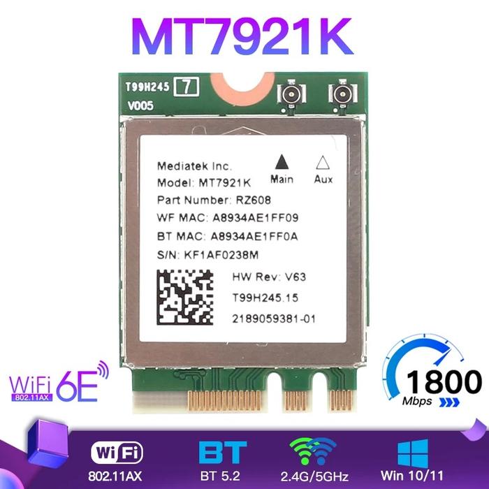 Gambar Wifi 6 6E Card Wireless MT7921K MT 7921K AX Bluetooth 5.2 NGFF M2 2230 AC M.2 2.4Ghz 5Ghz 6Ghz - Card Only dari Interface Master Indonesia undefined Tokopedia