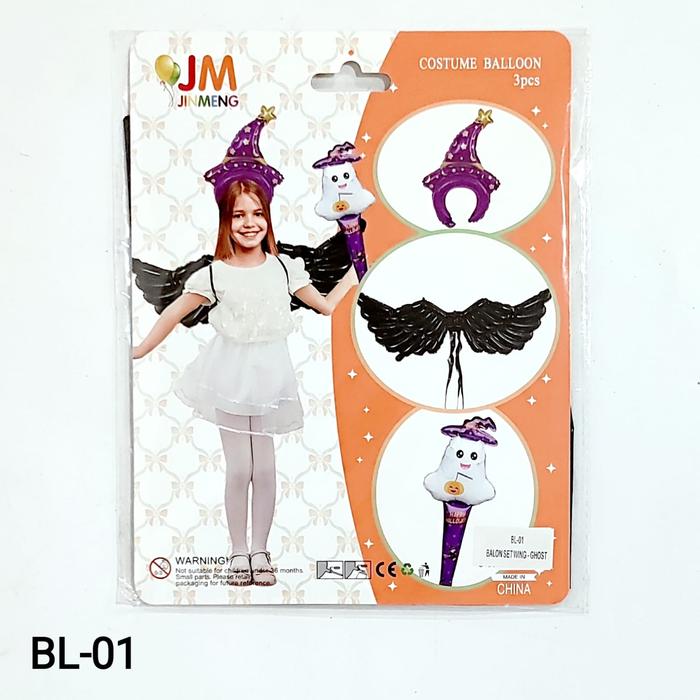 Gambar Set Komplit Angle dan Devil Balon Foil Sayap Bando Tongkat Devil Kostum Halloween Merah Hitam Baju Balon Iblis Witch Merah Sayap Maleficent Costume Party Prank - BL-01 SET GHOST dari MadisonShop undefined Tokopedia