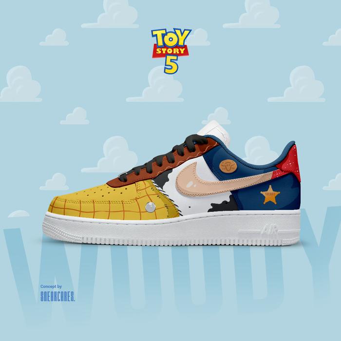 Jual NIKE AIR FORCE WOODY TOY STORY CUSTOM SNEAKERS Kab