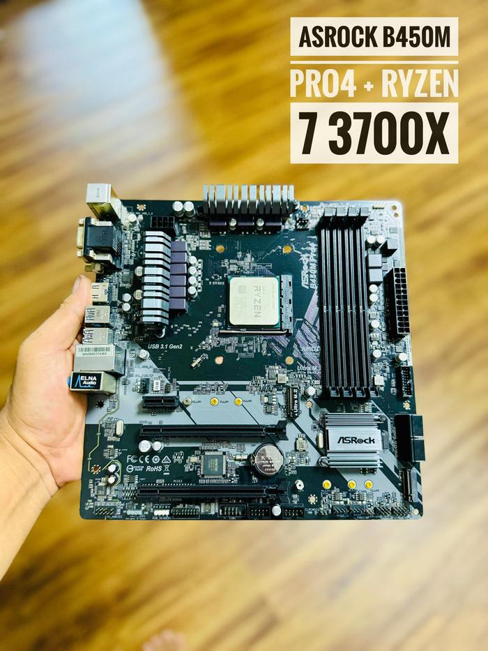 Jual ASRock B450M PRO4 Motherboard + AMD Ryzen 7 3700X Processor