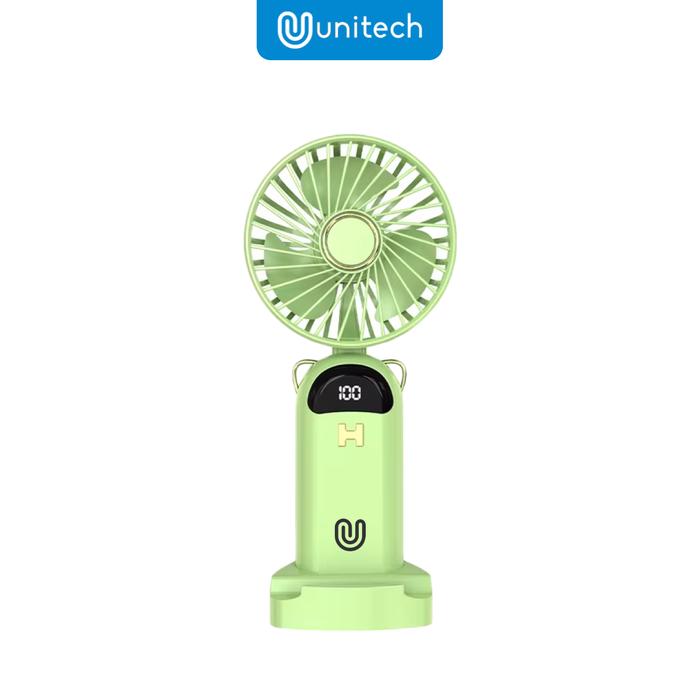 Gambar Kipas Angin Mini Portable Genggam Rechargeable + Stand Holder HP & Tali Hanger - 5 Speed Mode Turbo | EcoBreeze Pro | Unitech - Hijau dari Unitech Shop_NEW undefined Tokopedia