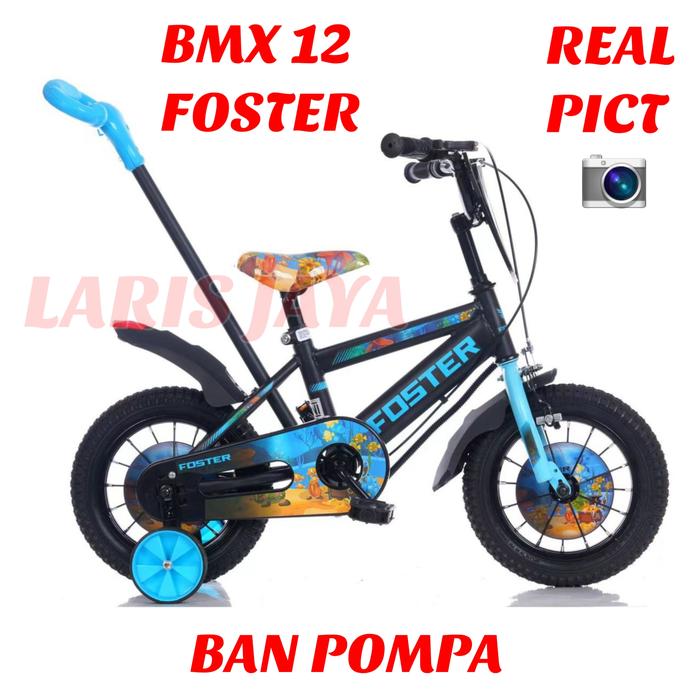 Gambar Sepeda anak 12 inch laki laki bmx 12 foster dorongan ban pompa terbaru - hitam biru dari LARIS JAYA SEPEDA undefined Tokopedia