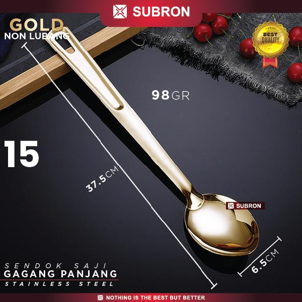 Gambar SUBRON Sendok Saji Lauk Sayur Centong prasmanan Lubang Non Lubang 28CM 32CM 37CM Stainless Silver Gold - 15 Non Lbg Gold dari SUBRON KITCHENWARE undefined Tokopedia