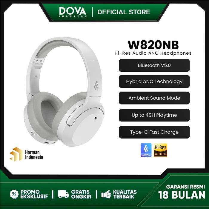 Gambar EDIFIER W820NB Active Noise Cancelling Bluetooth Stereo Headphones - white dari Dova Indotech undefined Tokopedia
