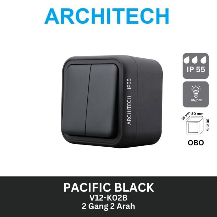 Gambar ARCHITECH WATERPROOF SAKLAR / STOPKONTAK WATERPROOF / Saklar Stop Kontak Outbow Outdoor Waterproof BLACK - 2 GANG 2 ARAH dari EDISON ELECTRIC undefined Tokopedia