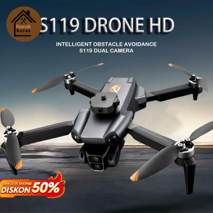 Gambar S119 Drone Rc kamera ganda, pesawat nirawak pengendalian jarak jauh 4K HD kamera - S119 Hitam 1BT dari kacas store undefined Tokopedia