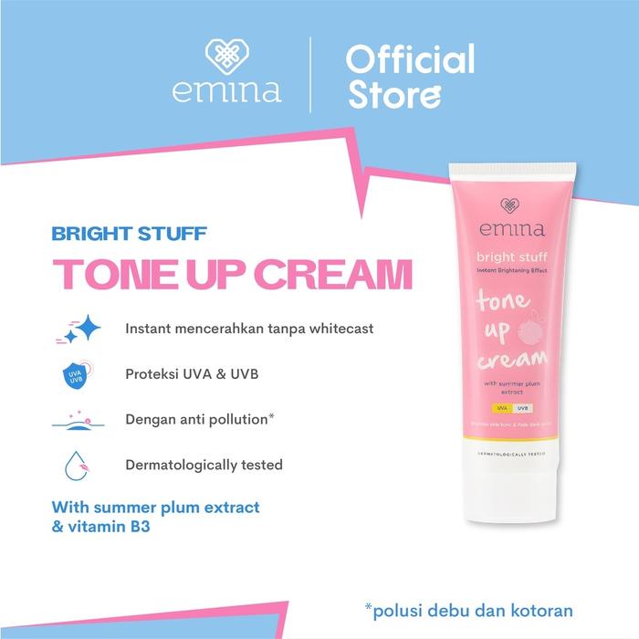 Gambar Neng Geulisss Emina Bright Stuff Tone Up Cream 20 mL - Pelembab Wajah Mencerahkan Instan, Perlindungan dari Sinar UV dari Neng_Geulisss undefined Tokopedia