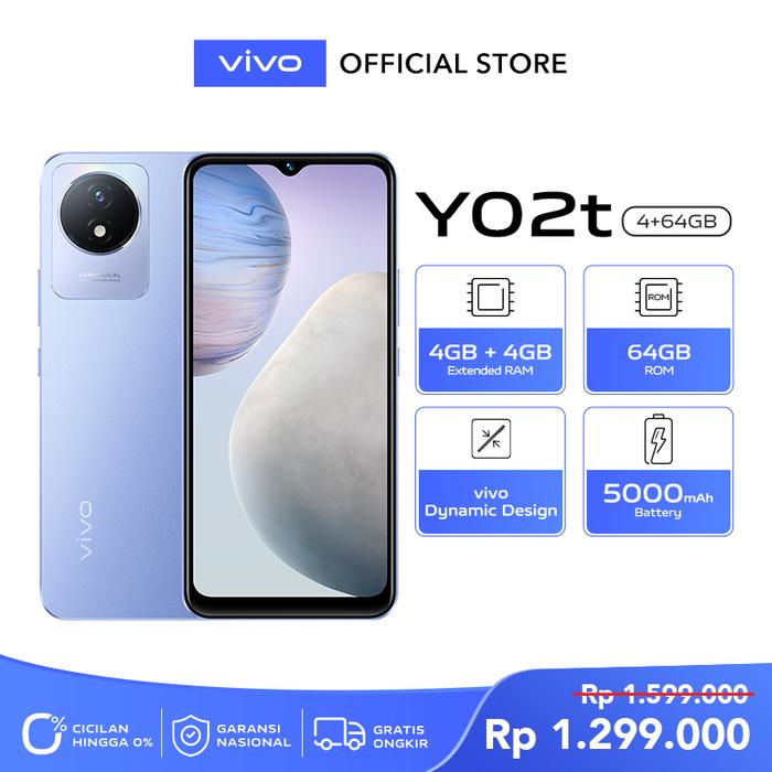 Gambar [Flash Sale] vivo Y02t (4/64) - 5000mAh, Dual-Mode Camera, 6.51" HD+ Big Screen - Orchid Blue dari vivo Indonesia undefined Tokopedia