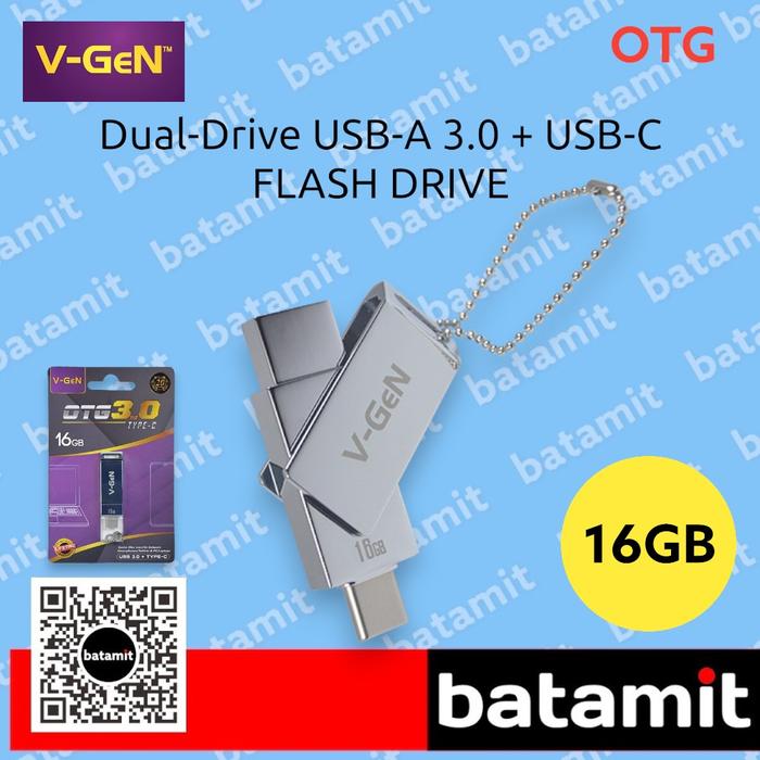 Gambar USB Flask Disk Dual-Drive OTG V-Gen USB 3.0 + USB-C / Type-C Flashdrive 32GB | 64GB | 128GB | 256GB - VGEN - 16GB dari batamit undefined Tokopedia