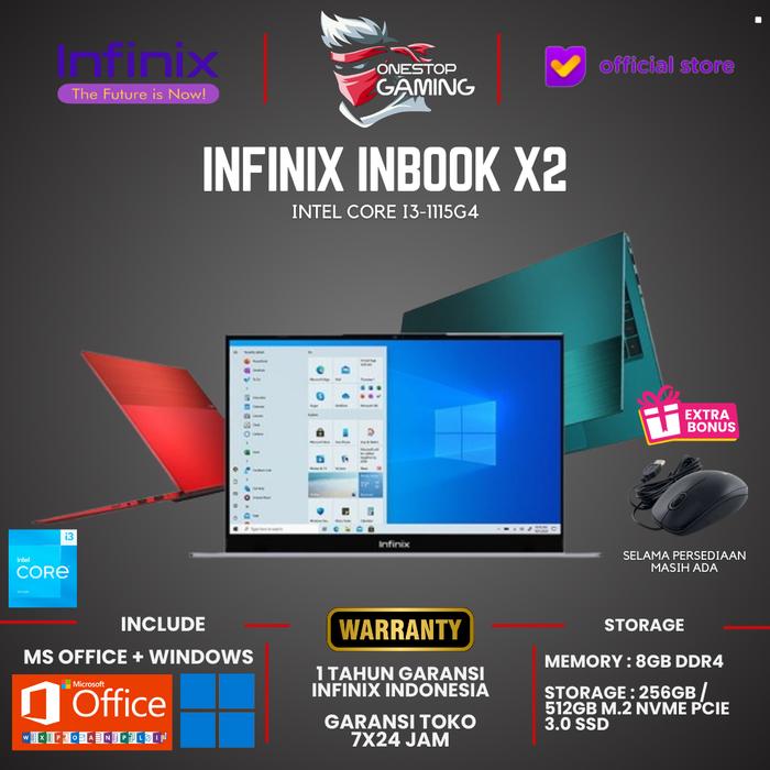 Gambar Laptop Infinix Inbook X2 Core i3-1115G4 8GB 256GB SSD 14" IPS W11 - Red, NON BUNDLE dari Onestop Gaming undefined Tokopedia