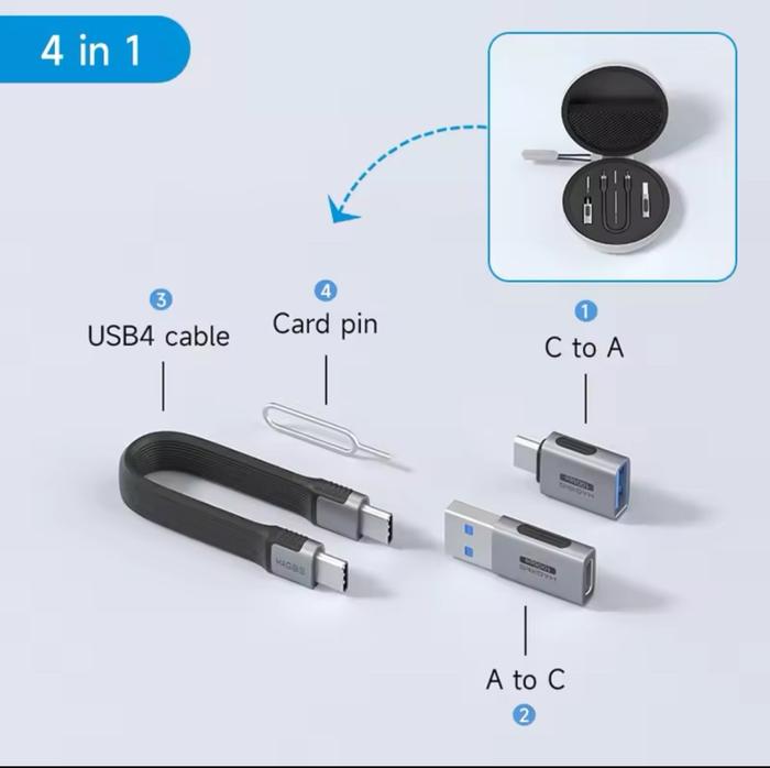 Gambar ORIGINAL HAGIBIS MULTI USB C ADAPTER KIT SHORT USB 4 FAST CHARGING CABLE SET STORAGE BOX USB TO TYPE C - 4 In 1 dari Technobitz undefined Tokopedia