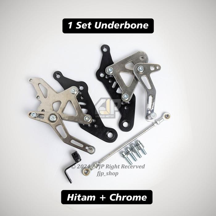 Gambar Footstep Underbone Yamaha Jupiter MX King Pustep MX King 150 Y15ZR Exciter Model RC3 RCB ES2 B-Pro - 1Set Hitam+Crom, UB MX King dari Fjp.shop undefined Tokopedia
