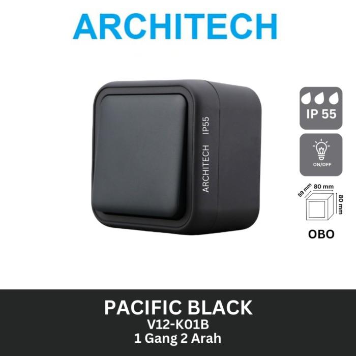 Gambar ARCHITECH WATERPROOF SAKLAR / STOPKONTAK WATERPROOF / Saklar Stop Kontak Outbow Outdoor Waterproof BLACK - 1 GANG 2 ARAH dari EDISON ELECTRIC undefined Tokopedia