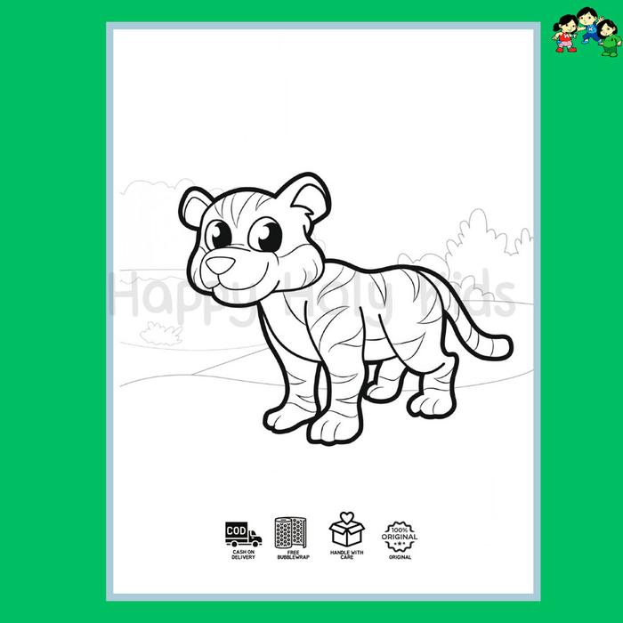 Gambar Kertas Gambar Mewarnai Hewan Buas-Part 2-Lembar Aktivitas Mewarnai A4 Coloring Sheet TK/PAUD/SD - HARIMAU dari Buku Dunia Anak undefined Tokopedia