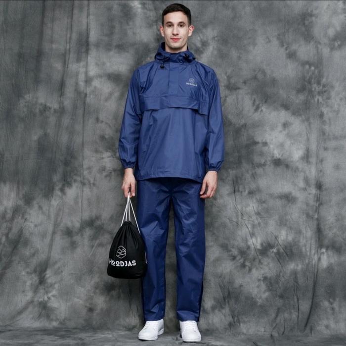 Gambar HOODJAS / Jas Hujan Kangguru Set Baju Celana / Mantel Hujan / Hitam - Navy, All Size dari HOODJAS undefined Tokopedia