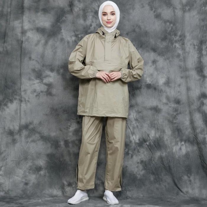 Gambar HOODJAS / Jas Hujan Kangguru Set Baju Celana / Mantel Hujan / Hitam - Cream, All Size dari HOODJAS undefined Tokopedia