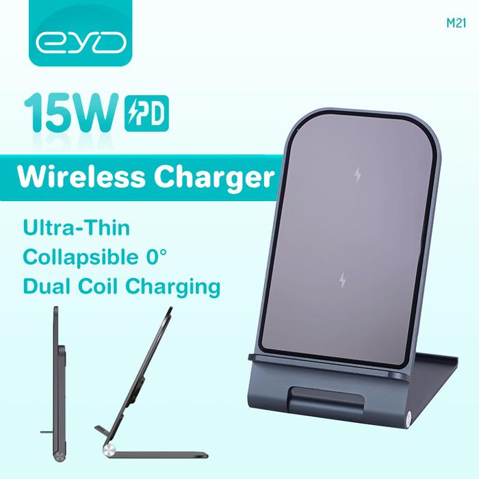 Gambar EYD M21 Foldable Universal 15W Qi Wireless Charger Stand Ultra Thin Dual Coil Phone Holder for iPhone 15/14 dari EYD.ID undefined Tokopedia