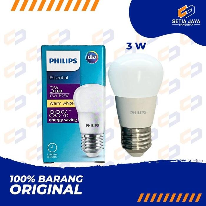 Gambar Lampu / Bohlam Led Kuning Philips 3 / 5 / 7 / 9 / 11 Watt Essential - 3 Watt - Kuning dari Setia Jaya Bangunan undefined Tokopedia