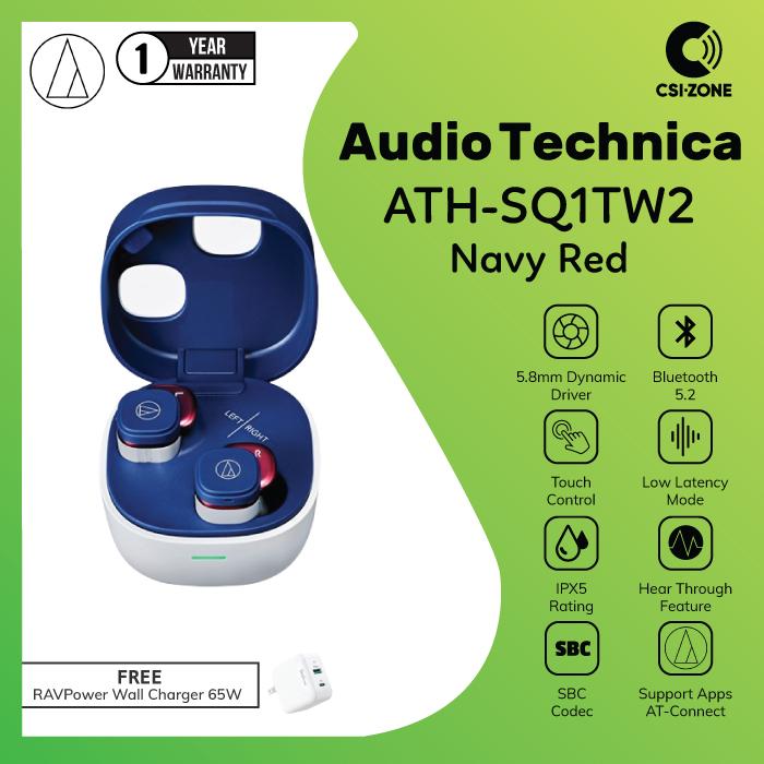Gambar Audio Technica ATH-SQ1TW2 Bluetooth True Wireless TWS In Ear Earphone - Navy Red dari CSI-ZONE undefined Tokopedia