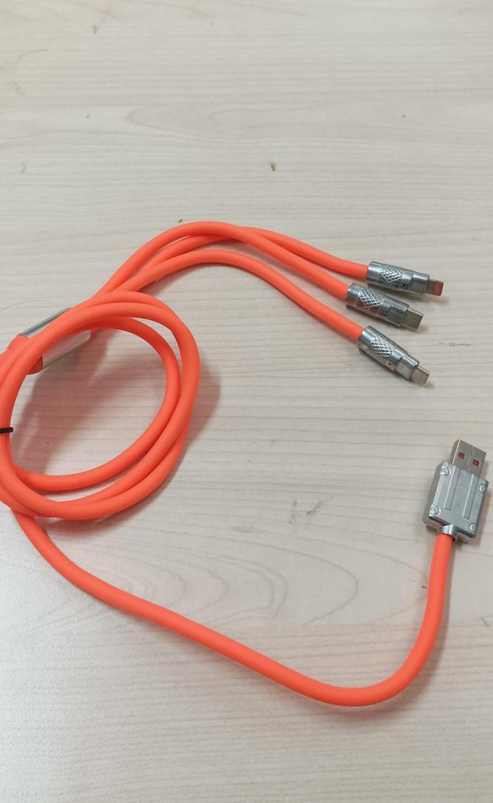 Gambar Kabel Data Liquid Silicone Naxen 3 In 1 Fast Charging 120W 6A - Orange dari Naxen Official Store undefined Tokopedia