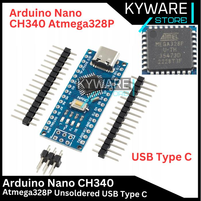 Gambar Nano V3 Compatible Arduino Nano Board CH340 ATMEGA328P 5V USB Type C - Atmega328P dari Kyware undefined Tokopedia