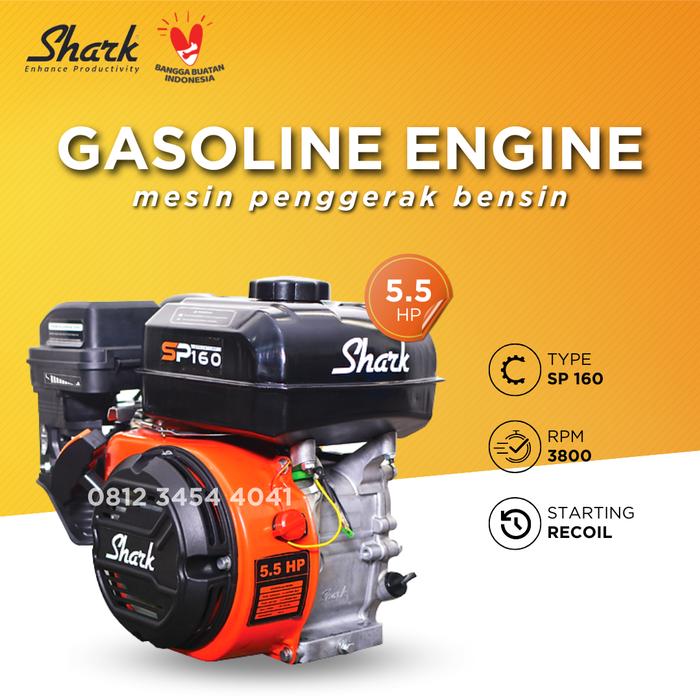 Gambar Mesin Bensin Shark 5.5 HP SP160 - Gasoline Engine 6.5hp SP 200 - SP 160 (5.5 HP) dari Engineering Machine undefined Tokopedia