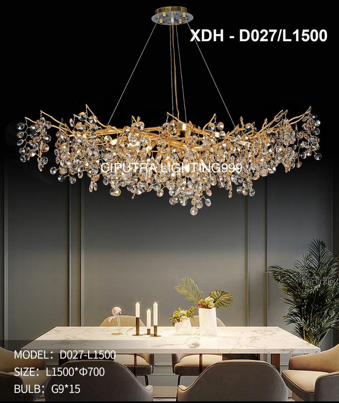 Jual LAMPU GANTUNG HIAS AKAR/RANTING KRISTAL MEJA MAKAN DIAMETER 150 CM ...