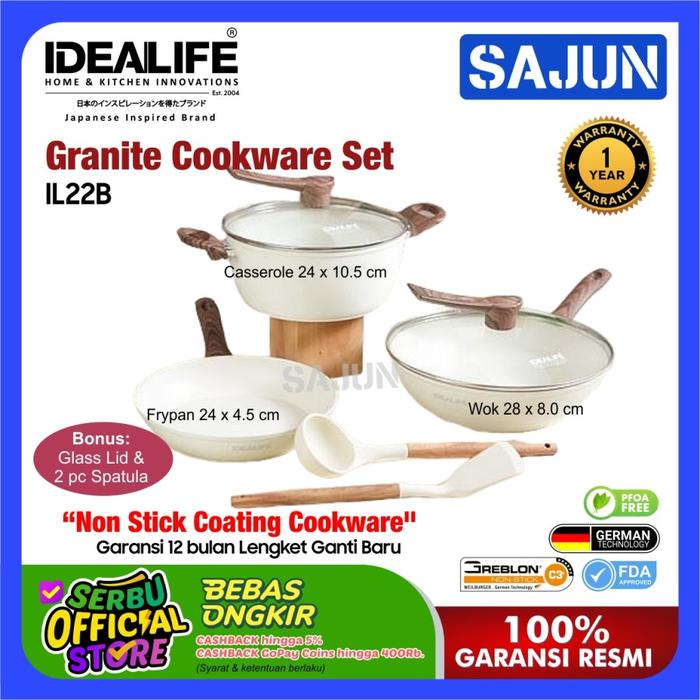 Gambar IDEALIFE IL22B  Granite Cookware Set Panci Masak Marble Set IL-22B dari Sajun Electronic Serpong undefined Tokopedia