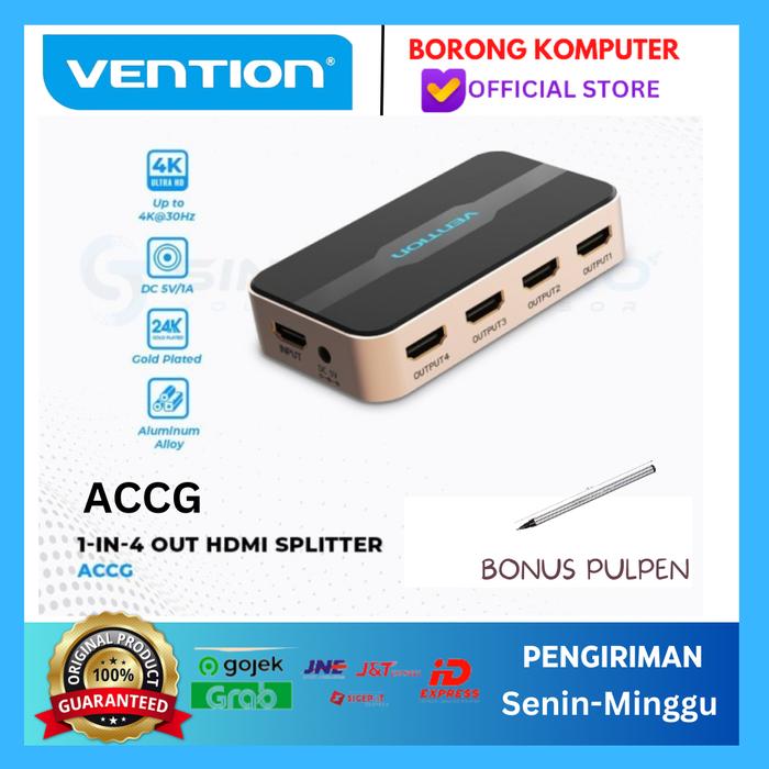 Gambar HDMI Splitter (1 in 4 Out) Full HD 3D 4K HDMI 2.0 Vention [ACCG0] - GOLD dari BORONG KOMPUTER undefined Tokopedia