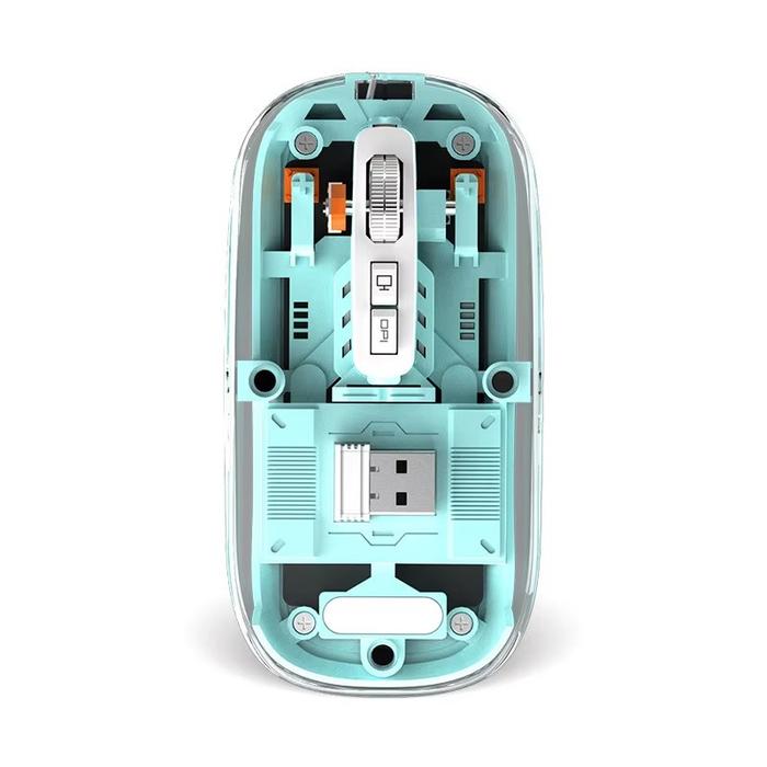 Gambar Mouse Wireless Bluetooth Transparan Mouse RGB Magnetic Rechargeable Q10 - Biru Muda dari BXMStore undefined Tokopedia