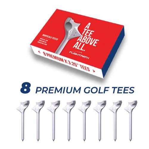 Gambar FLIGHTPATH Premium Golf Tees Original White - Durable Plastic Golf Tees Designed to Enhance Golf Shot Distance & Precision - 3.25" Pack-8 dari Pop Golf Store undefined Tokopedia