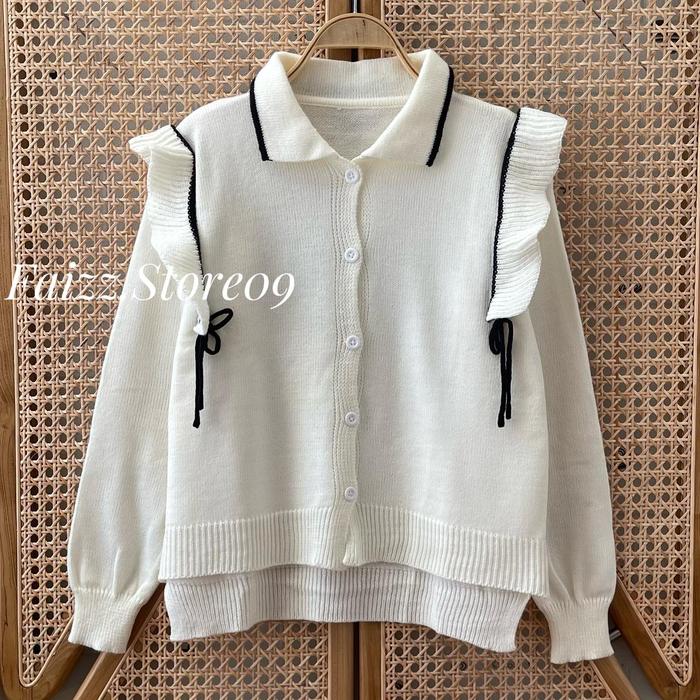 Gambar Alidah Cardigan Rajut Kancing Motif Tali Wanita Lengan Panjang Kekinian Atasan Knitwear Outer Kardigan Baju - BW, XL dari Faizz store09 undefined Tokopedia