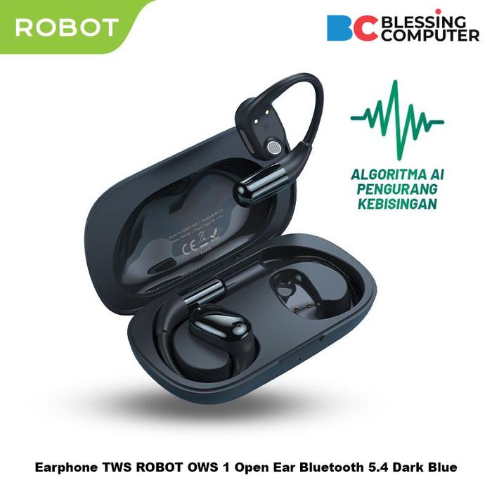 Gambar Earphone TWS ROBOT OWS 1 Open Ear Bluetooth 5.4 Dark Blue dari Blessing Computer Bali undefined Tokopedia