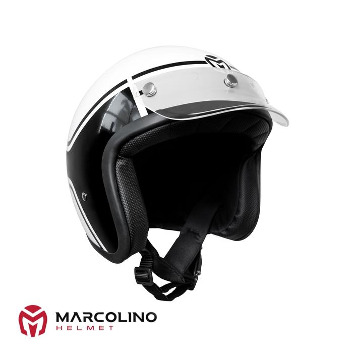 Gambar Helm Bogo Retro Marcolino Sereno Edition SNI Japan Pet - Putih-PtClear, L dari Marcolino Helmet undefined Tokopedia