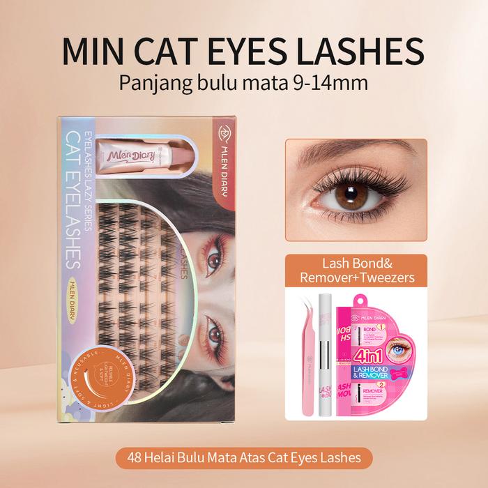 Gambar MLEN DIARY Bulu Mata Cat eye Terlaris-D Curl dengan panjang 9 - 14 mm- dengan Bulu Mata Palsu + Lem Bulu Mata Eyelash Extension - MIN(tools) dari MLEN DIARY Beauty Shop undefined Tokopedia