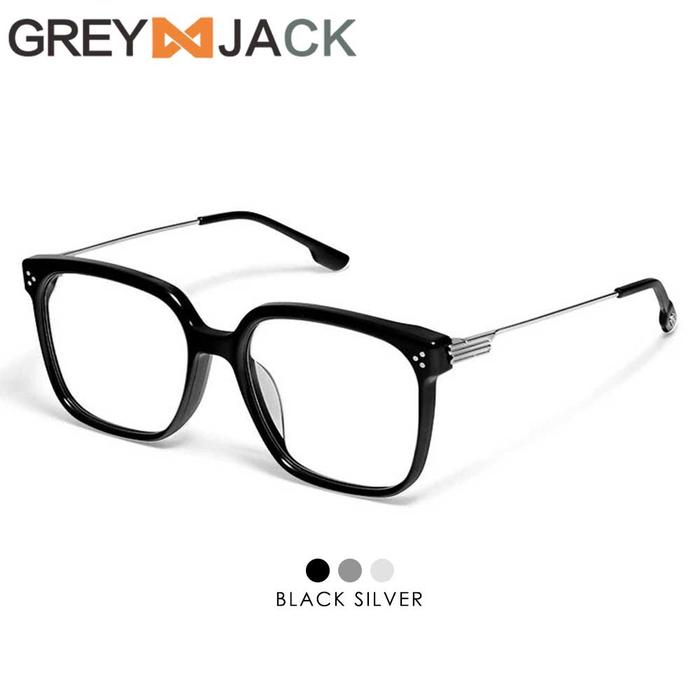 Gambar Grey Jack Kacamata Antiradiasi Blueray Model Kotak TR+Metal Model Oversized Terbaru Fashion Pria Wanita Bisa Minus 9134 - BLACK SILVER, BLUERAY NORMAL  dari Grey Jack Eyewear undefined Tokopedia