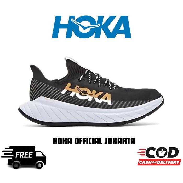 Promo SEPATU HOKA ONE ONE CARBON X3 BLACK WHITE MEN'S RUNNING