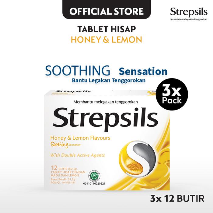Gambar Strepsils Soothing Honey Lemon 12s x3 - Permen (Tablet Hisap) Pelega Tenggorokan dari Dettol Indonesia Store undefined Tokopedia