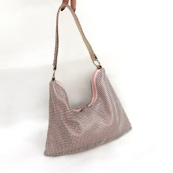 Gambar Tas Pesta Shoulder Bag Full Diamond 9514-3N - Rosegold pink dari Julius collection undefined Tokopedia