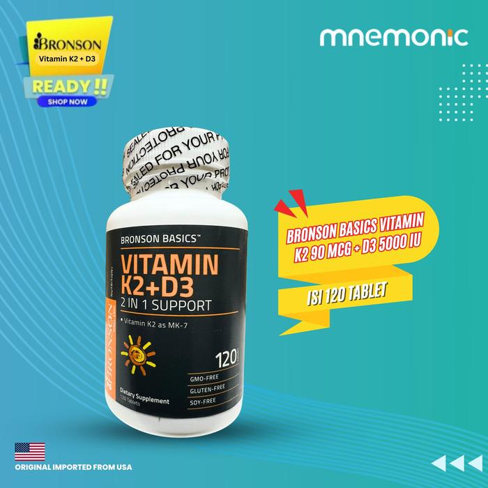 Gambar Bronson K2 D3 Vitamin D3 10000 iu Extra Strength Vit D3 K2 120 mcg MK7 - 5000IU 120 TAB dari Mnemonic Bronson undefined Tokopedia