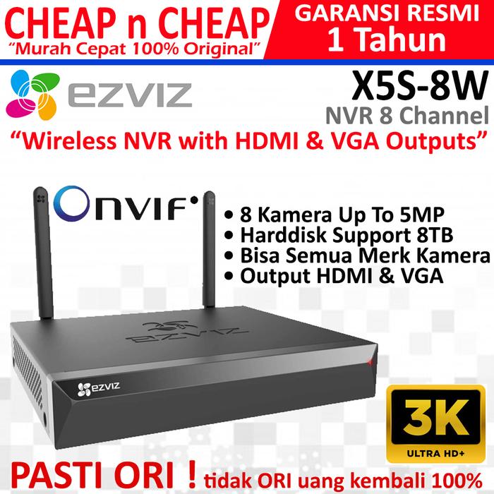 Gambar NVR Ezviz X5S-8W 3K 5MP Onvif 8 Channel - Smart CCTV Wifi Wireless Camera Smart IP Cam Hikvision Hik Vision C1C H1C CB1 C6N H6C H7C C3WN C3N H3C H8C H9C TY1 - X5S-8W 8Channel dari Cheap n Cheap undefined Tokopedia